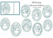 Stickserie ITH - Schneemann Redwork MugRugs